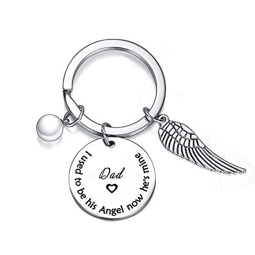 Dad Mom Memorial Gifts-Memorial Jewelry I Used to Be His,Her Angel Keychain in Memory of Loved One Dad Mom Sympathy Remembrance Gifts -Dad-