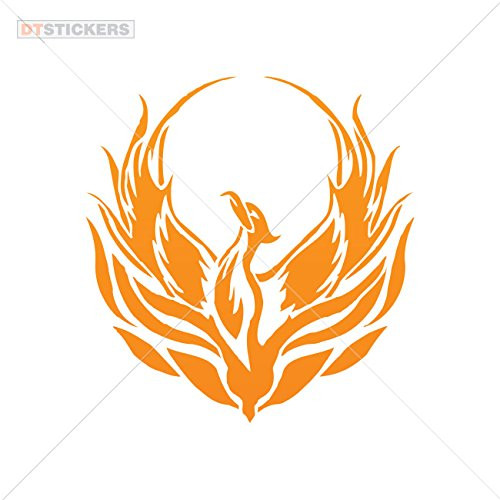 Animals Birds Colors  and  Sizes Variations Vinyl Sticker Decal Phoenix Rising from The Fire ATV Car Garage Bike -5 X 4,74 in.- Orange