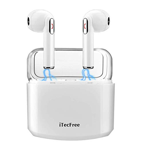 Wireless Earbuds Stereo Bluetooth Headphones with Charging Case Mini in-Ear Earphones Built-in Mic Noise Canceling Sweatproof Sports Wireless Headphone Bluetooth Earbud (White)