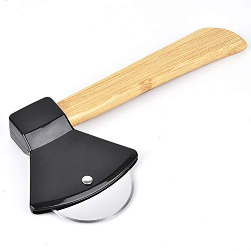 Pizza Cutter Wheel, Creative Axe Shaped Pizza Cutter with Bamboo Handle, Stainless Steel Axe Shaped Pizza Cutter, Pizza Roller Cutter, Pizza Slicer for Pizza/Dough/Bread, Kitchen Baking Tool