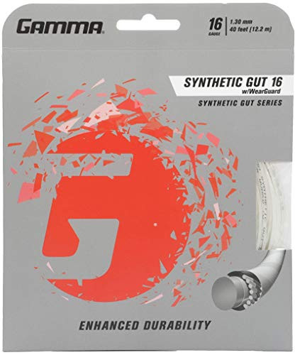 Gamma Synthetic Gut 16G Tennis String With Wearguard, White