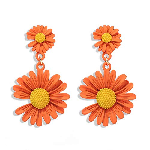 Flowers Dangle Earrings Tiny Daisy Sunflower Drop Earrings Vintage Multicolor Cute Simple Elegant Flower Ear Stud Earrings for Women Girl Holiday Summer Jewelry-orange Flowers Dangle Earrings Tiny Daisy Sunflower Drop Earrings Vintage Multicolor Cute Simple Elegant Flower Ear Stud Earrings for Women Girl Holiday Summer Jewelry-orange