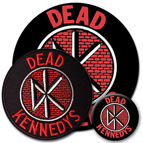 C and D Visionary Band 3 Piece Dead Kennedys Sticker, Patch, Button Set, Red, Black