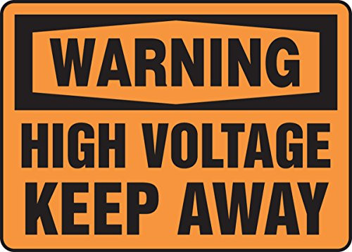 Accuform MELC323VS Sign, Legend"Warning HIGH Voltage Keep Away", 7" Length x 10" Width x 0.004" Thickness, Adhesive Vinyl, 7" x 10", Black on Orange Accuform MELC323VS Sign, Legend"Warning HIGH Voltage Keep Away", 7" Length x 10" Width x 0.004" Thickness, Adhesive Vinyl, 7" x 10", Black on Orange