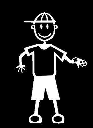 My Stick Figure Family Car Window Vinyl Bumper Sticker Decal Boy with Games Console B6