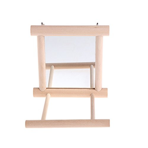 HELYZQ Pet Bird Mirror Wooden Play Toy with Perch for Parrot Budgies Parakeet Cockatiel Conure Finch Lovebird HELYZQ Pet Bird Mirror Wooden Play Toy with Perch for Parrot Budgies Parakeet Cockatiel Conure Finch Lovebird