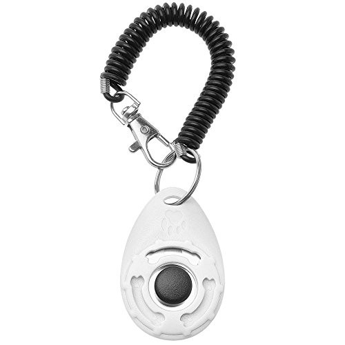 IVYRISE Pet Behavior Training Clicker with Wrist Strap, Big Button Clicker for Dog Cat Chicken Horse Rabbit Clicker Training, White