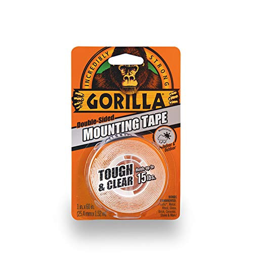 Gorilla Tough & Clear Double Sided Mounting Tape, 1 Inch x 60 Inches, Clear