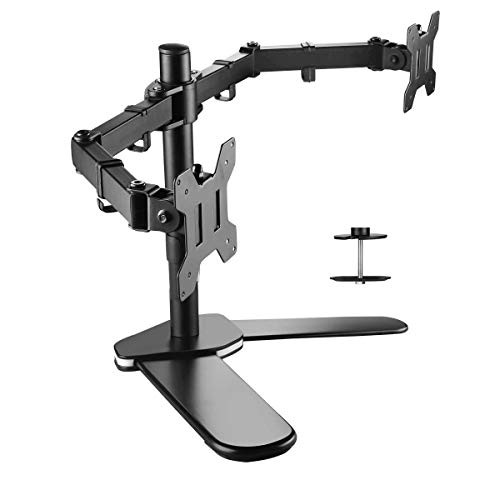 Suptek Dual LED LCD Monitor Free-Standing Desk Stand Heavy Duty Fully Adjustable Mount for 2 / Two Screens up to 27 inch (ML6442)