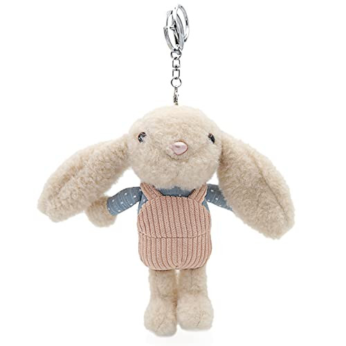 A9TEN Bunny Plush Keychain, Rabbit Stuffed Animal Keyring Backpack Decorations Bag Pendant Easter Gift for Kids Adults Pink Clothes