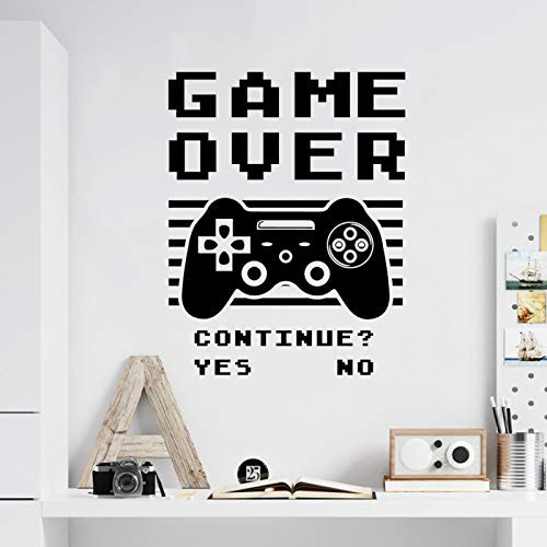 Gamer Wall Stickers Creative Game Controller Wall Decals for Kids Bedroom, Game Over Letterings Wall Murals Vinyl Video Game Wall Decor Posters for Boys Room Game Room