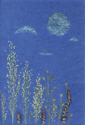 Handmade Greeting Card - Any Occasion Blank Greeting Card - Blue Handmade Paper Zen Card- Recycled Paper
