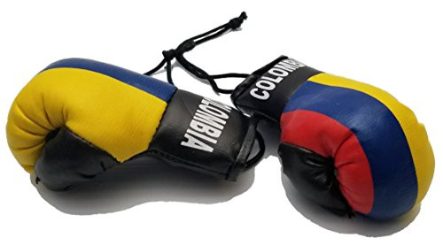BUNFIREs Colombia Colombian Flag Mini Banner Boxing Gloves Rear View Mirror