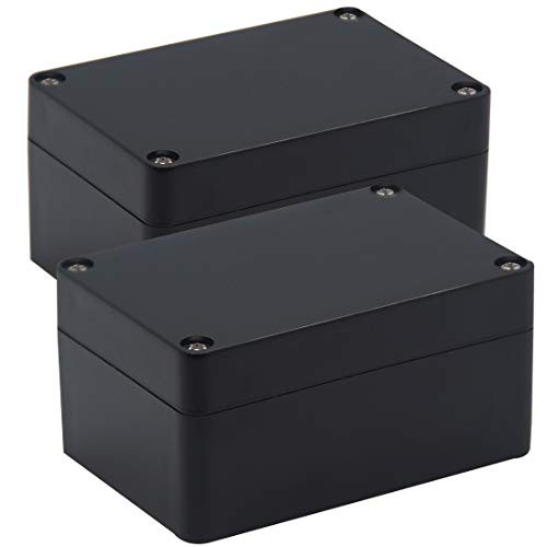 LuSumtly Project Box 2 Pcs Junction Boxes IP65 Waterproof Dustproof ABS Plastic DIY Electronic Case, Indoor  and  Outdoor Electrical Box Power Cord Enclosure Black 3.94 x 2.68 x 1.97 inch -100x68x50mm-