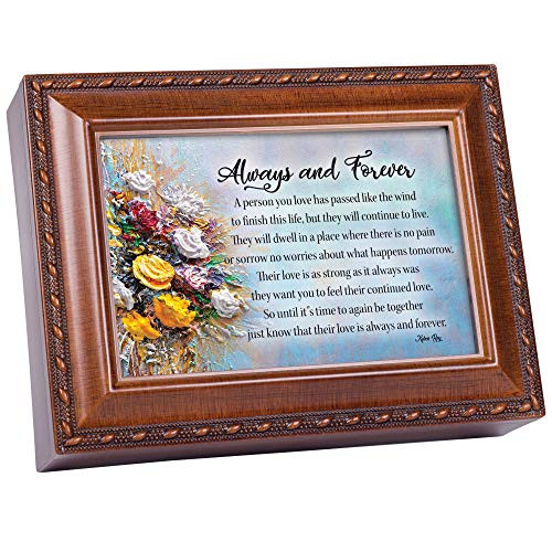 Cottage Garden Their Love is Always Forever Woodgrain Jewelry Music Box Plays Wind Beneath My Wings