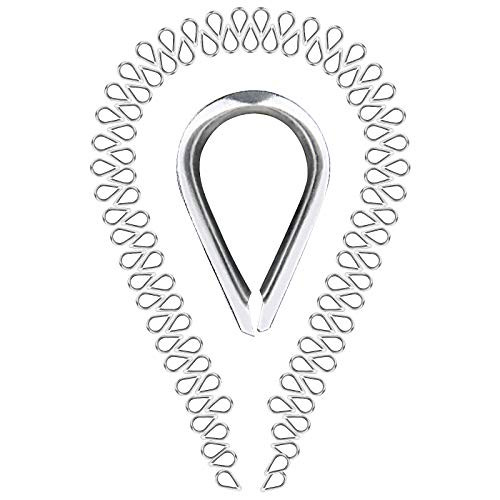 50 PCS M3 304 Stainless Steel Cable Thimbles for 1/8 Inch and 1/16 Inch Wire Rope