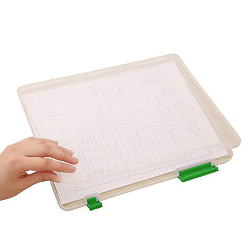 Transparent Storage Box Clear Plastic Document Paper Filling Case A4 File Box - Green ruiycltd