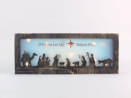 Box Sign-Nativity/O Come Let Us Adore Him-Light Up