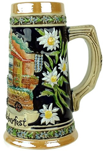 Beer Stein Oktoberfest in Munich Street Scene Beer Mug by E.H.G. | 0.75 Liter