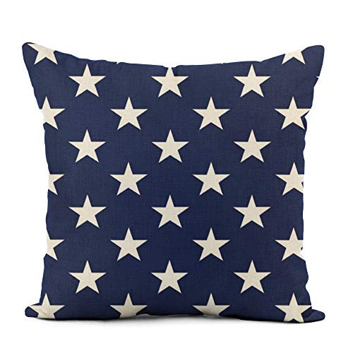 Topyee Throw Pillow Cover 20x20 Inch Red White Stars and Stripes Patriotic Blue Patriotism Old Home Decor Pillowcases Square Pillow Cases Cushion Covers for Sofa Couch Bed