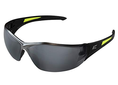 Edge SD117-G2 Delano G2 Wrap-Around Safety Glasses, Anti-Scratch, Non-Slip, UV 400, Military Grade, ANSI/ISEA  and  MCEPS Compliant, 5.04" Wide, Black Frame/Silver Mirror Lens