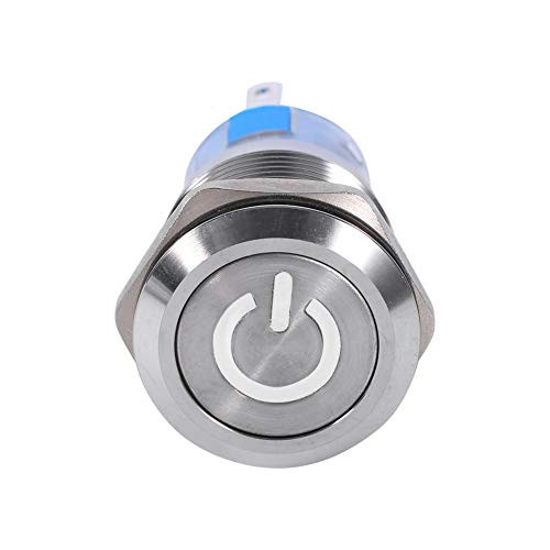All-Powerful Self-Locking Button Switch?Keenso 19mm 12V Waterproof Stainless Self-Locking Latching Push Button Power Switch-White-