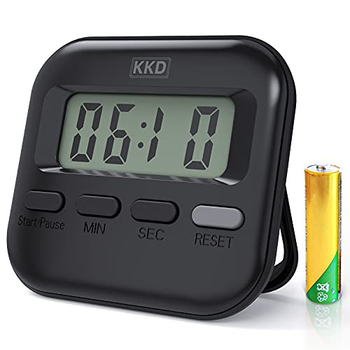 Digital Kitchen Timer, Clear Digits with Minutes and Seconds Button, Loud Alarm, Stand and Magnetic Backing, for Cooking Baking Sports Games Office, AAA Battery Included Black