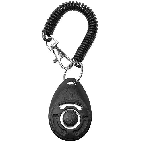 IVYRISE Pet Behavior Training Clicker with Wrist Strap, Big Button Clicker for Dog Cat Chicken Horse Rabbit Clicker Training, Black