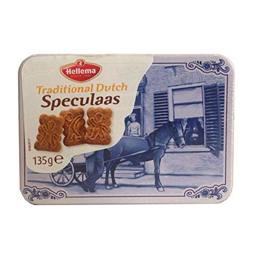 Hellema - Speculaas Spiced Gourmet Cookies in Delft Tin -Dutch- -4.7 Oz-