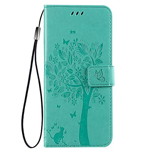 for Samsung Galaxy A52 4G/5G Wallet Case,Galaxy A52 4G/5G PU Leather Protective Case Emboss Love Tree Cat Folio Magnetic with Card Holder Kickstand Flip Case for Samsung Galaxy A52 4G/5G Green