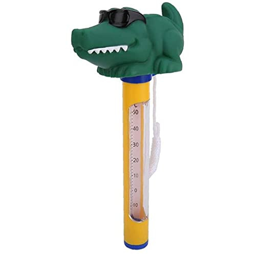 Floating Pool Thermometer Swimming Pool Temperature Gauge Cartoon Alligator Shape Thermometer with String for Swimming Pool Spa Hot Tub Pond