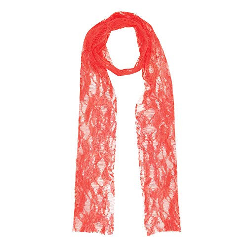 Bristol Novelty BA211 80's Neon Lace Scarf Orange, womens, One Size