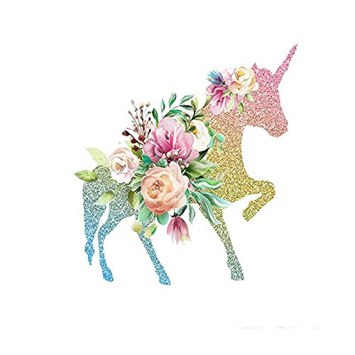 ESH7 Flower Unicorn Iron-on Patch Heat Transfer Patches Thermal Transfer Stickers for Clothes T-Shirt Jacket Jeans Pants Handbag DIY -ironpatches729-37- ESH7 Flower Unicorn Iron-on Patch Heat Transfer Patches Thermal Transfer Stickers for Clothes T-Shirt Jacket Jeans Pants Handbag DIY -ironpatches729-37-