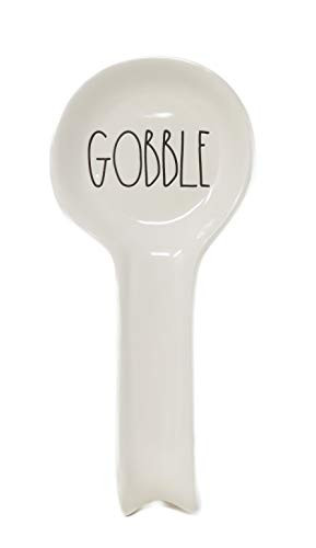 Rae Dunn By Magenta GOBBLE Ceramic LL Spoon Rest With Word Facing Handle