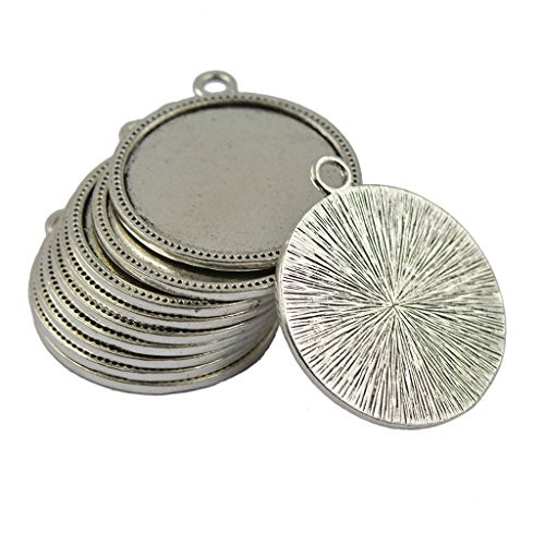 LoveinDIY 10x 38mm Tray Round Cabochon Setting Blank Bezel Pendant Base DIY Findings
