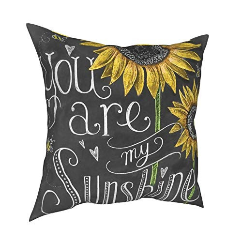 Ziixi You are My Sunshine Sunflower Pillow Covers 18x18 inch Decorative Soft Cushion Case for Sofa Bed Car