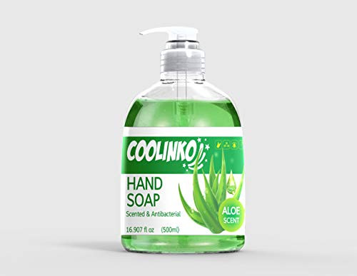 COOLINKO Antibacterial Hand Soap - Aloe Liquid Hand Wash - 16.9 fl oz 500ml -1 Pack-