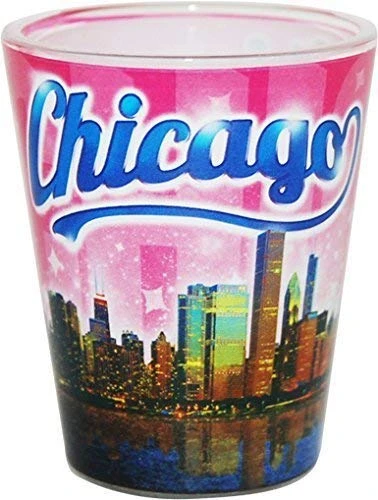 Chicago Illinois Pink Collage Shot Glass ctm