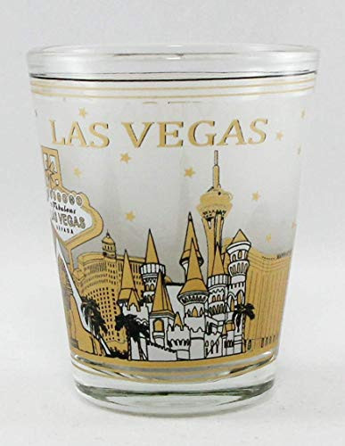 Las Vegas Nevada Black  and  Gold Skyline Shot Glass CTM