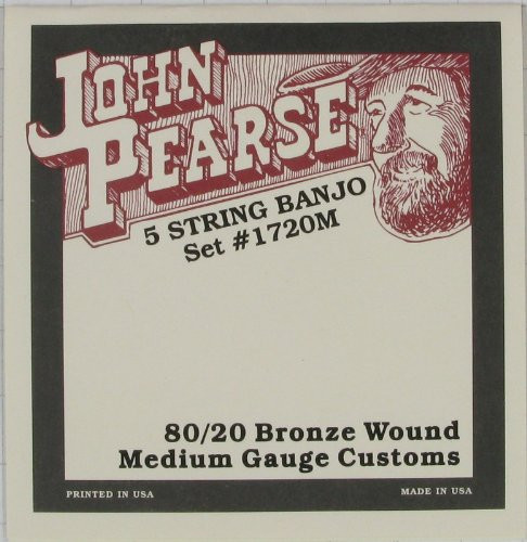 John Pearse 1720M Banjo 5 String 80/20 Bronze Extra Long Customs .010-.023
