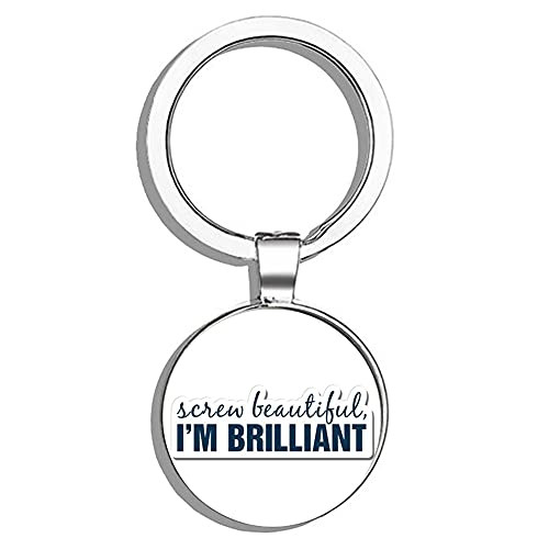 HJ Media Grey's Anatomy Screw Beautiful I'm Brilliant Metal Round Metal Key Chain Keychain Ring