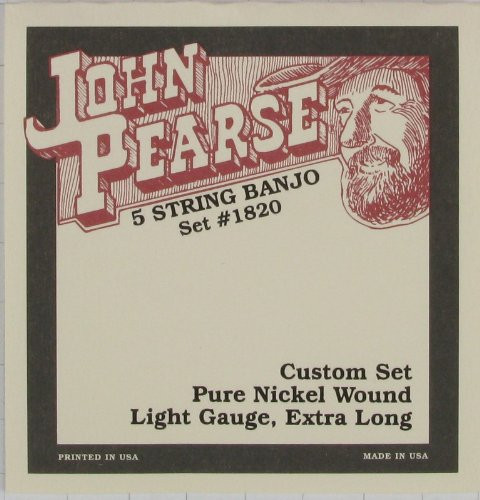 John Pearse Banjo 5 String Pure Nickel Extra Long, .009 - .020, 1820L