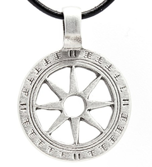 Trilogy Jewelry Pewter Wheel of Life Tibetan Buddha Yoga Namaste Meditation Pendant on Leather Necklace