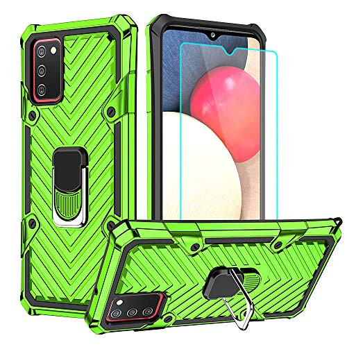 Samsung A02s Case, Galaxy A02s Case with HD Screen Protector, Heavy Duty Shockproof Protection Cover Full Protective with Ring Phone Cases Fit for Samsung Galaxy A02s -Green- Samsung A02s Case, Galaxy A02s Case with HD Screen Protector, Heavy Duty Shockproof Protection Cover Full Protective with Ring Phone Cases Fit for Samsung Galaxy A02s -Green-