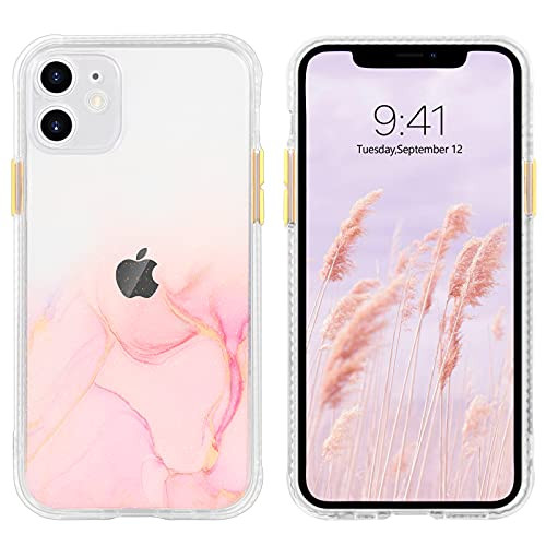 BENTOBEN iPhone 11 Case, Phone Case iPhone 11, Slim Fit Shockproof Protective Hybrid Hard PC Soft TPU Bumper Drop Protection Non Slip Girls Women Boy Men iPhone 11 Cover 2019, Clear/Pink Marble Design