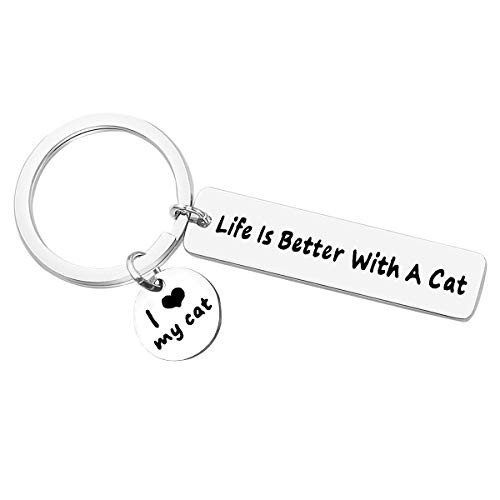 Cat Lover Keychain Gift Life is Better with A Cat Keychain Cat Owner Gift Christmas Birthday Mothers Day Fathers Day Gift Cat Keychain Gift for Cat Mom Cat Dad