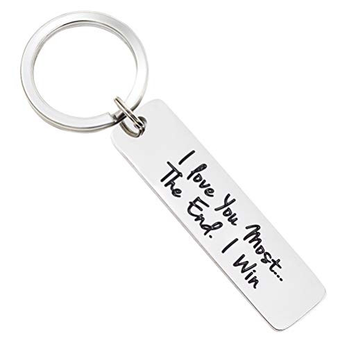 Wife Husband Couple Keychain I Love You More The End I Win Key Chain Gifts for Girlfriend Boyfriend Wife Birthday Anniversary Valentine Day Gifts