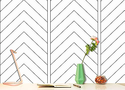 Modern Contact Paper Geometric Wallpaper Peel and Stick Wallpaper Black and White Stripe Wallpaper Self Adhesive Removable Waterproof Wall Paper Vinyl Film for Wall Covering Home Decor 17.7"x118" Modern Contact Paper Geometric Wallpaper Peel and Stick Wallpaper Black and White Stripe Wallpaper Self Adhesive Removable Waterproof Wall Paper Vinyl Film for Wall Covering Home Decor 17.7"x118"