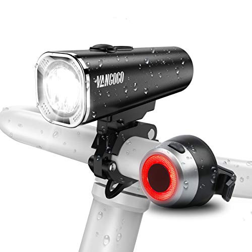 VANGOGO FT1 Bike Light Set - Front & Back USB Rechargeable Bicycle Light, Super Bright 500 Lumens Headlight & Free LED Taillight for Kids, Men & Women Road & Mountain Bikes Cycling Safety Flashlight VANGOGO FT1 Bike Light Set - Front & Back USB Rechargeable Bicycle Light, Super Bright 500 Lumens Headlight & Free LED Taillight for Kids, Men & Women Road & Mountain Bikes Cycling Safety Flashlight