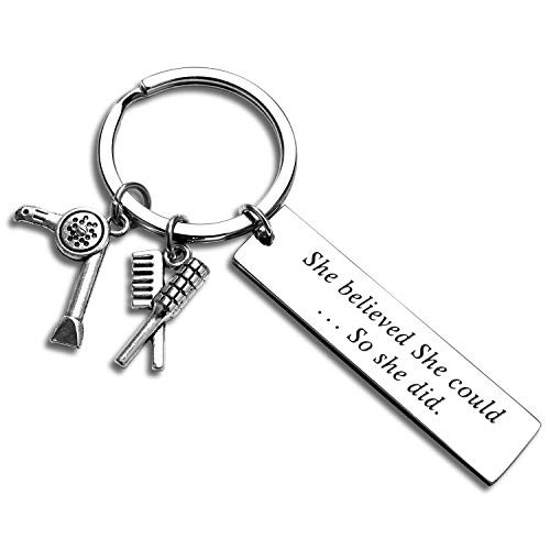 Hairdresser Gift Hairstylist Keychain Cosmetology Graduation Gift She Believed She Could So She Did Keychain Appreciation Employee Gift -Hairstylist-KR- Hairdresser Gift Hairstylist Keychain Cosmetology Graduation Gift She Believed She Could So She Did Keychain Appreciation Employee Gift -Hairstylist-KR-